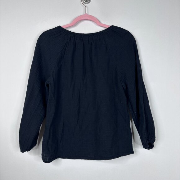 2/$30 Old Navy Shirred Double-Weave Blouse Lost At Sea Navy XS #A1633 - Picture 5 of 8